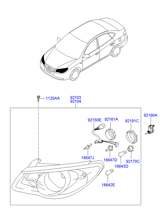 Фара левая Hyundai Elantra 4 (2006-2010)