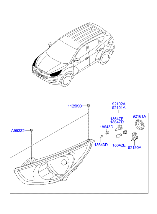 Фара левая Hyundai ix35 (2009-2015)