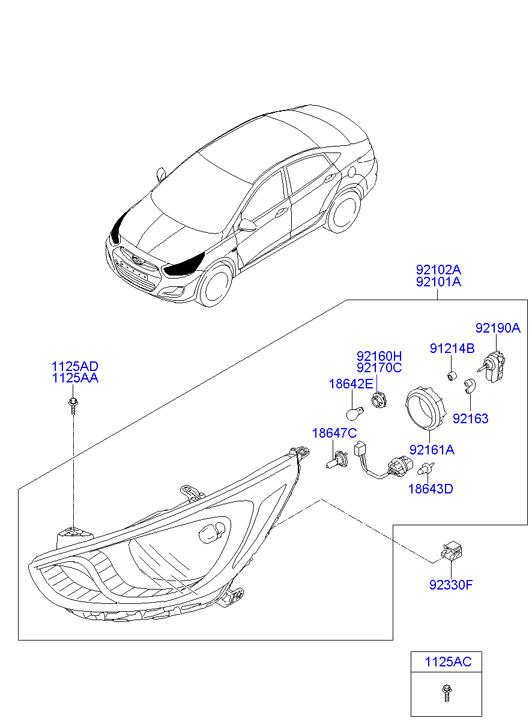 Фара левая Hyundai Solaris (2010-2014)