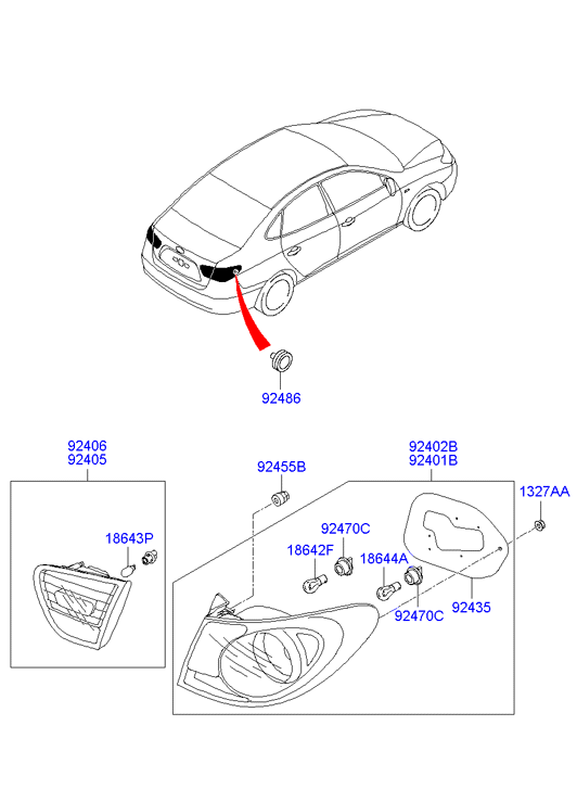 Фонарь левый наружный Hyundai Elantra 4 (2006-2010)