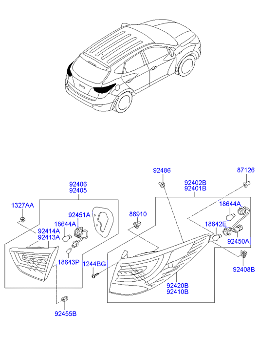 Фонарь левый наружный Hyundai ix35 (2009-2015)