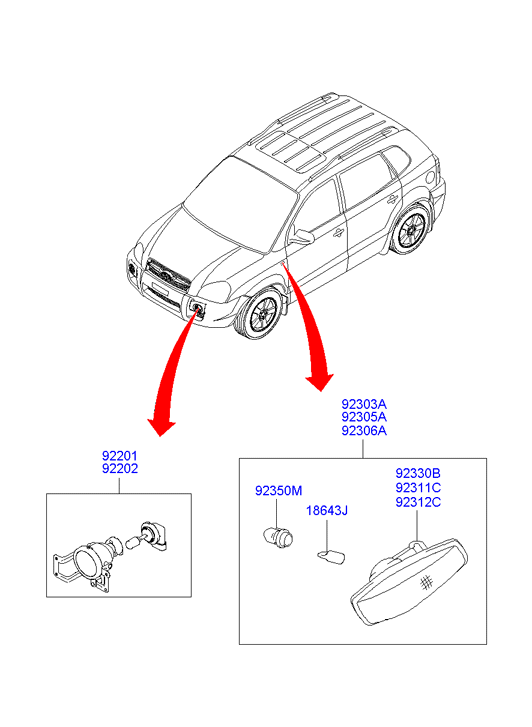 Фара противотуманная (ПТФ) левая Hyundai Tucson 1 (2004-2010)