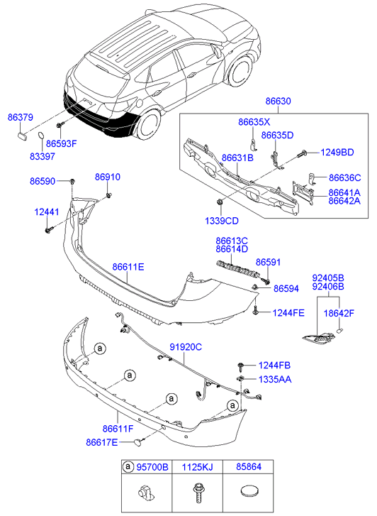 Фонарь противотуманный (ПТФ) задний левый Hyundai ix35 (2009-2015)