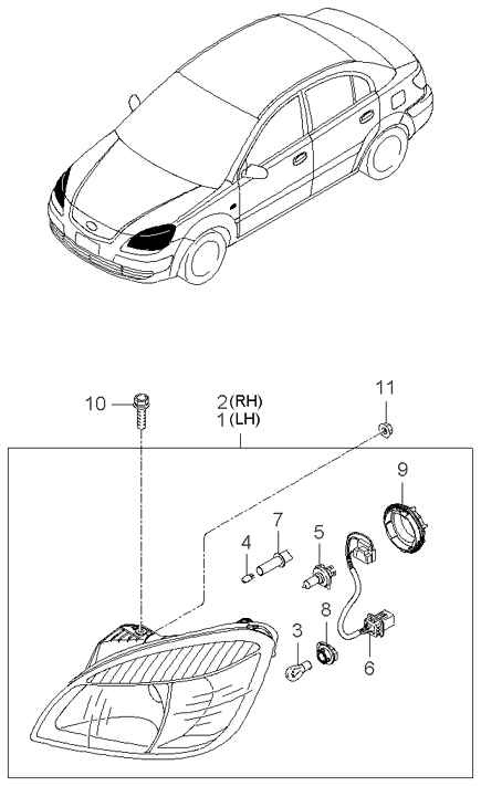 Фара левая передняя KIA Rio 2 (2005-2011)