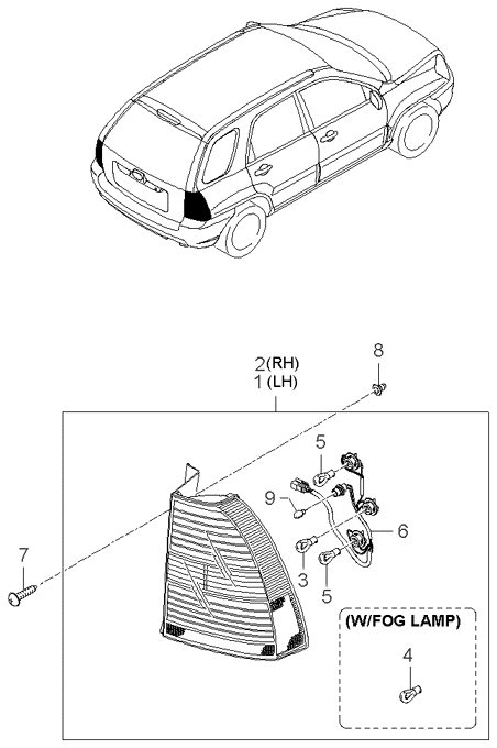 Фонарь левый KIA Sportage 2 (2004-2010)