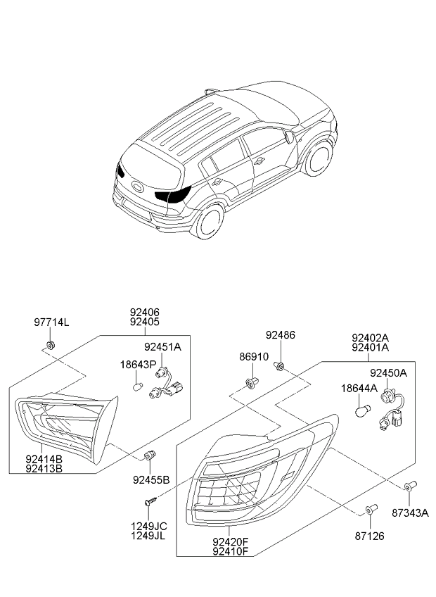 Фонарь левый наружный KIA Sportage 3 (2010-2015)