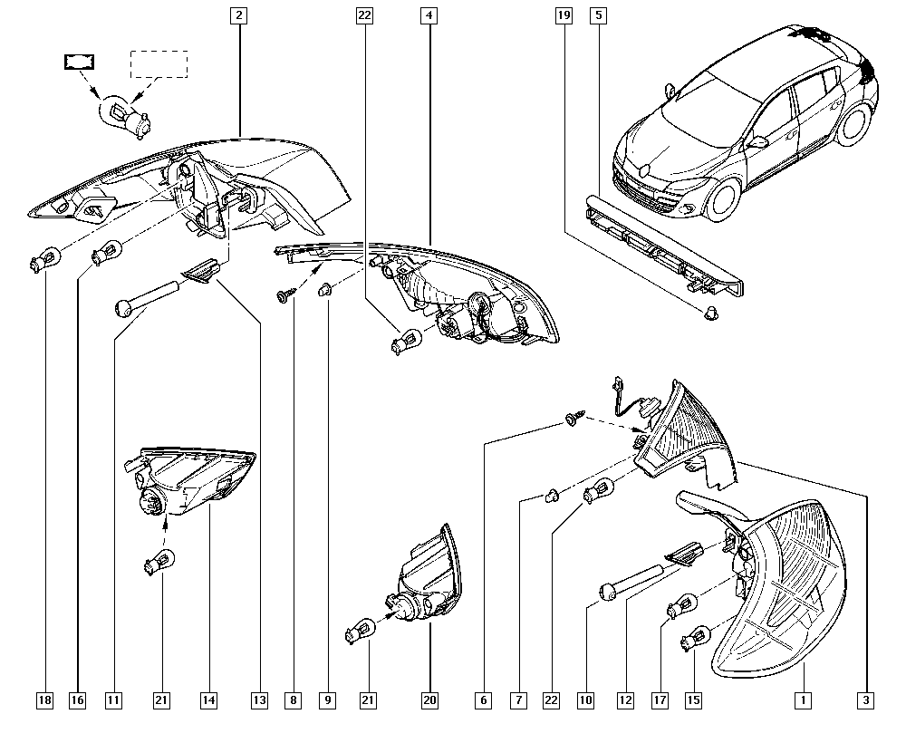 Фонарь правый Renault Megane 3 (2009-2014)