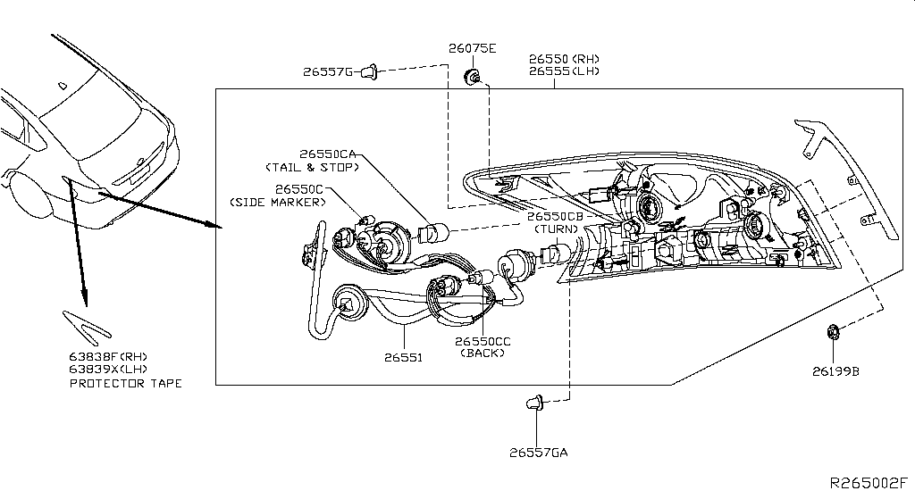 Фонарь правый Nissan Teana L33 (2014-н.в.)