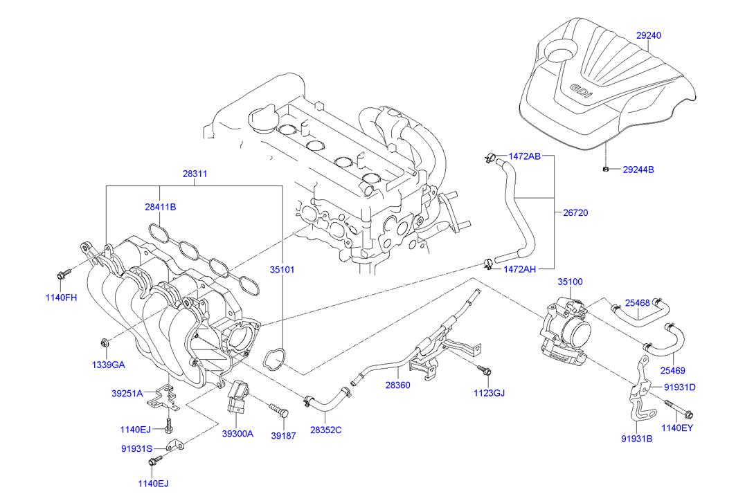 Прокладка впускного коллектора Hyundai i30 I (2007-2012)