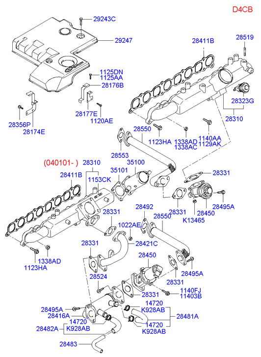 Прокладка впускного коллектора Hyundai Sonata 4 МКПП (2001-2012)