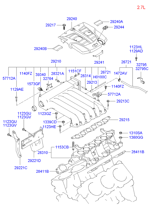 Прокладка впускного коллектора Hyundai Sonata 4 АКПП (2001-2012)