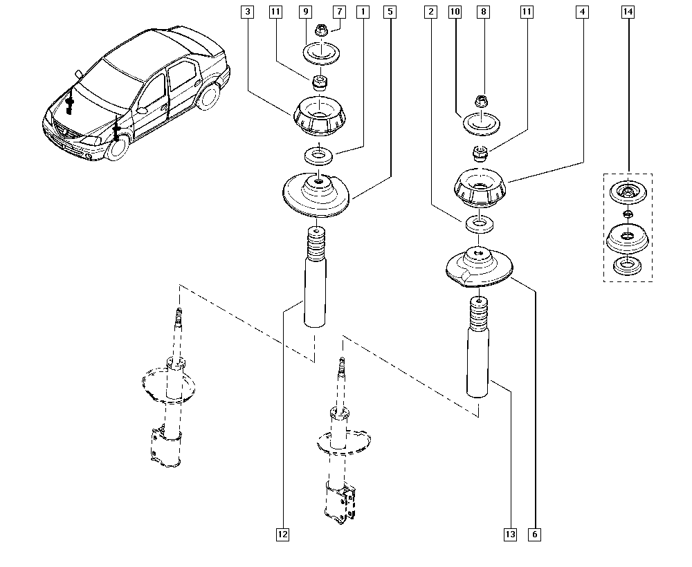 Пыльник и отбойник амортизатора переднего Renault Sandero 1 (2009-2014)