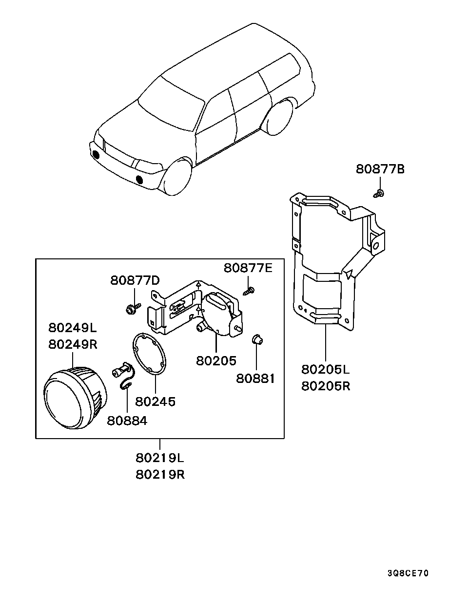 Фара противотуманная (ПТФ) левая Mitsubishi Pajero Sport 1 (1998-2004)