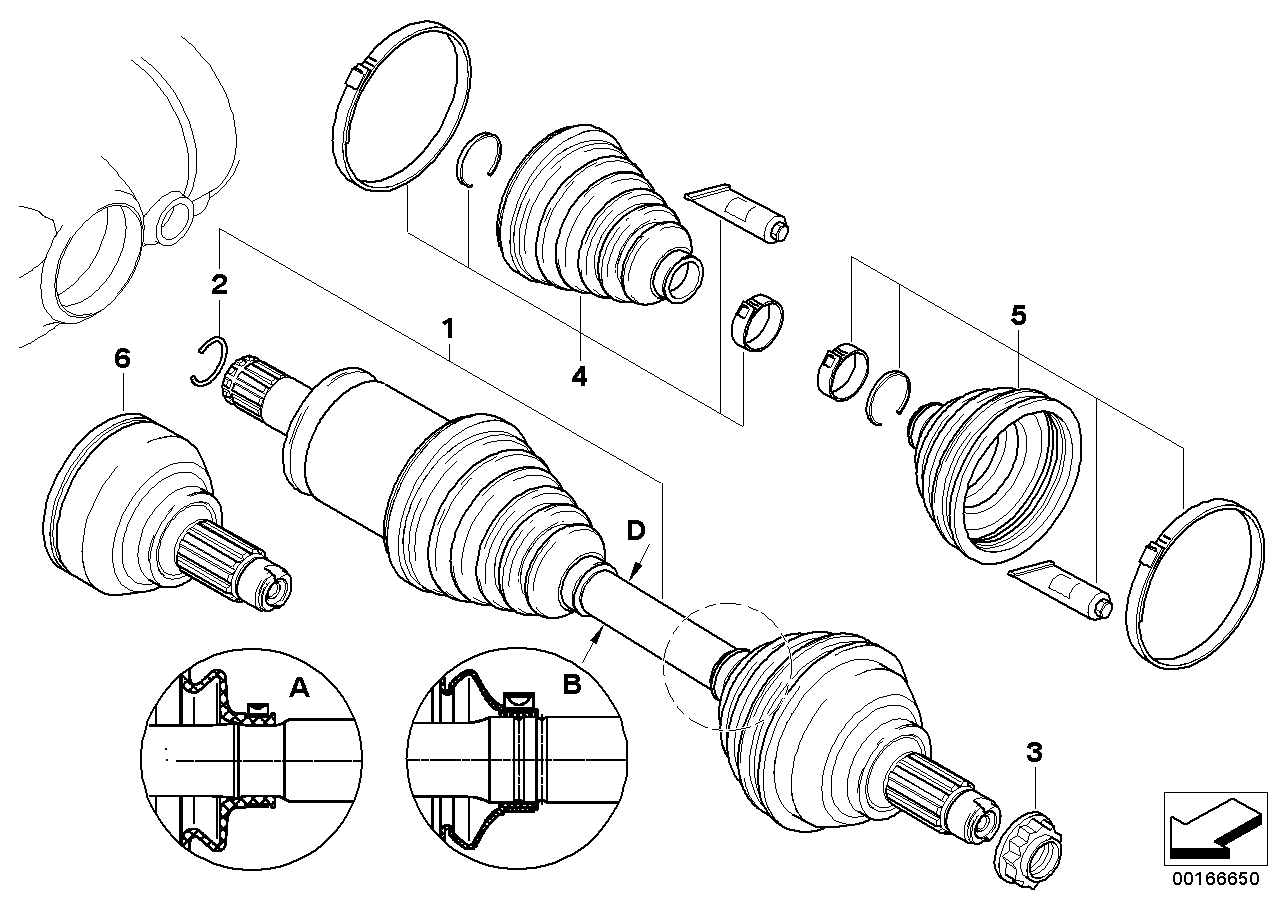 Привод передний левый в сборе BMW X5 E53 (1999-2006)