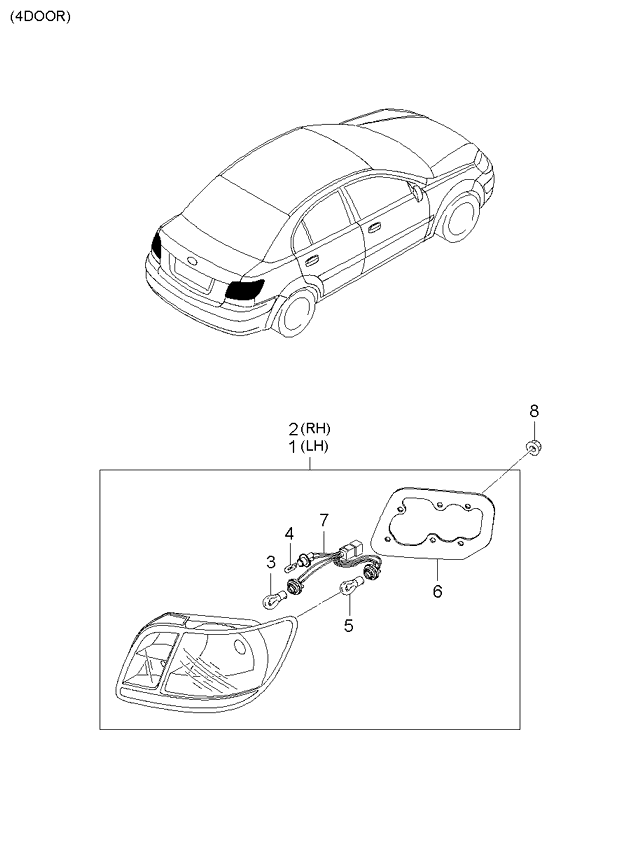 Фонарь левый KIA Rio 2 (2005-2011)