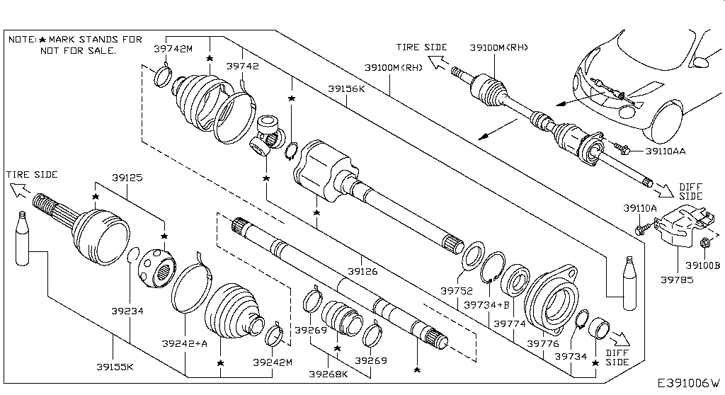 Привод передний в сборе правый Nissan Juke F15 (2010-2017)