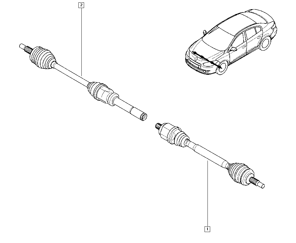 Привод передний в сборе правый Renault Megane 3 (2009-2014)