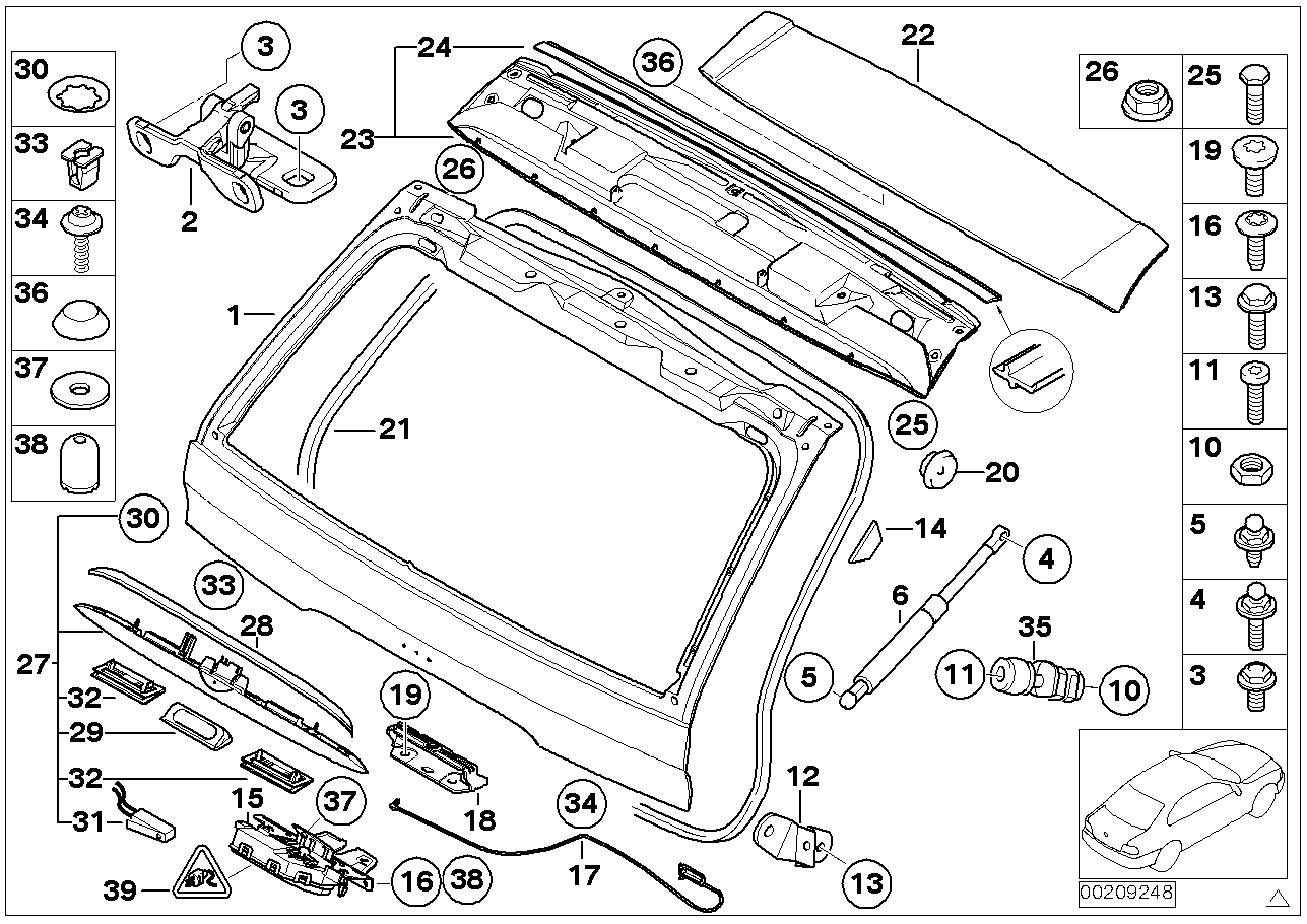 Крышка багажника верхняя BMW X5 E53 (1999-2006)