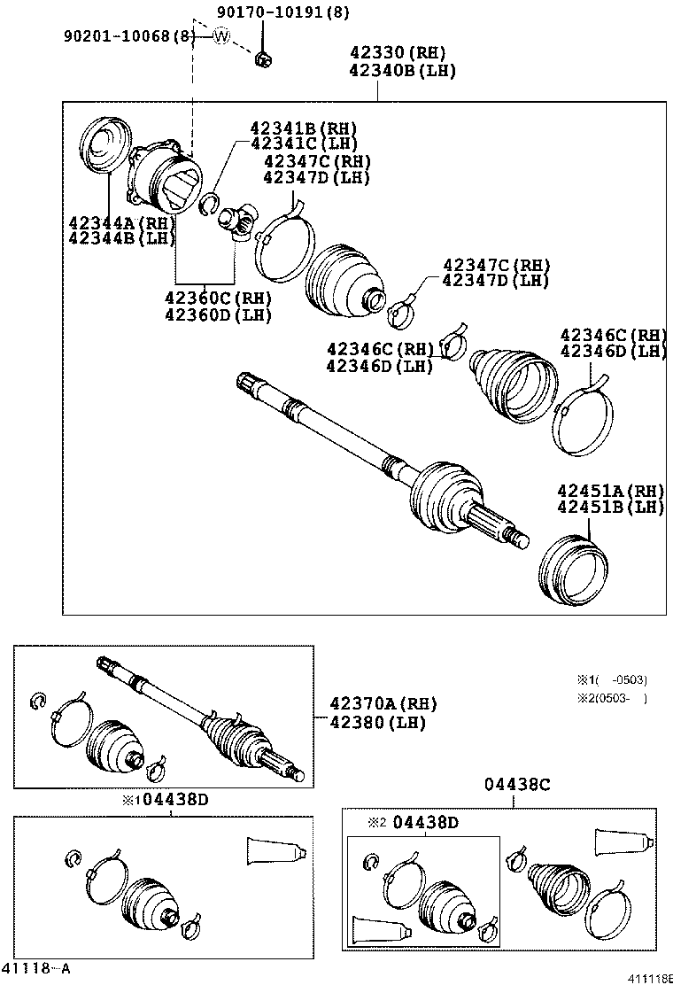 Привод задний в сборе правый Toyota Rav 4 II (2000-2005)