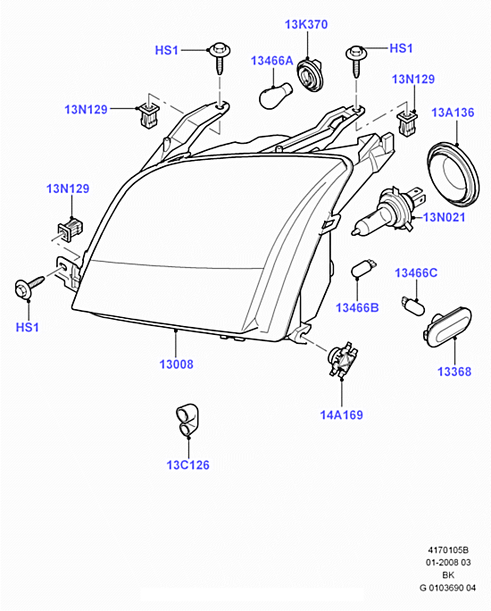 Фара левая Ford Fusion (2002-2012)