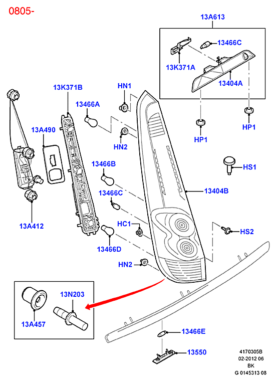 Фонарь левый Ford Fusion (2002-2012)