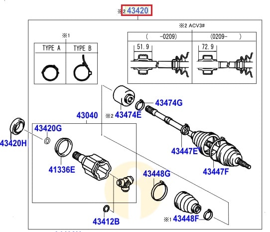 Привод передний в сборе левый Toyota Camry v30 (2001-2006)