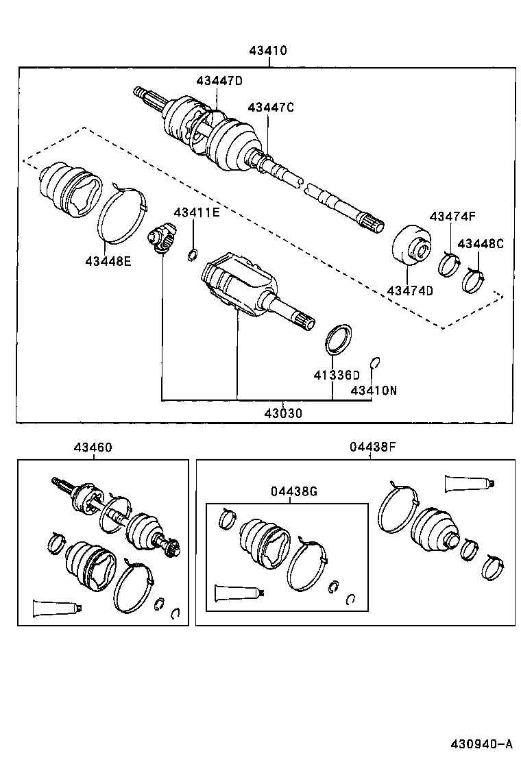 Привод в сборе правый Toyota Corolla e120 (2001-2006)