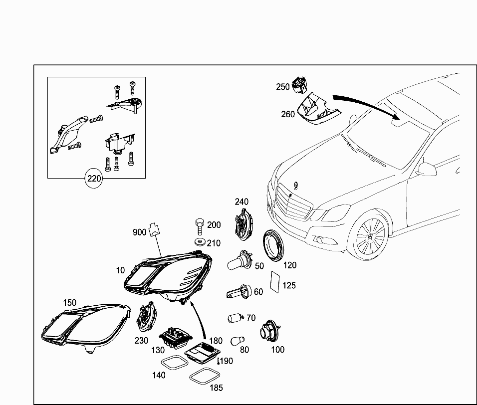 Фонарь дневного освещения левый Mercedes E-klass W212 (2009-2016)