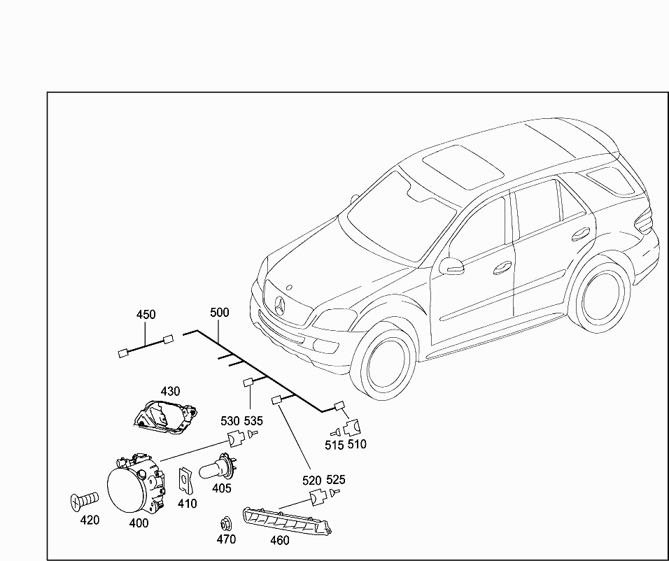 Фара противотуманная (ПТФ) левая Mercedes ML-klass W164 (2005-2011)