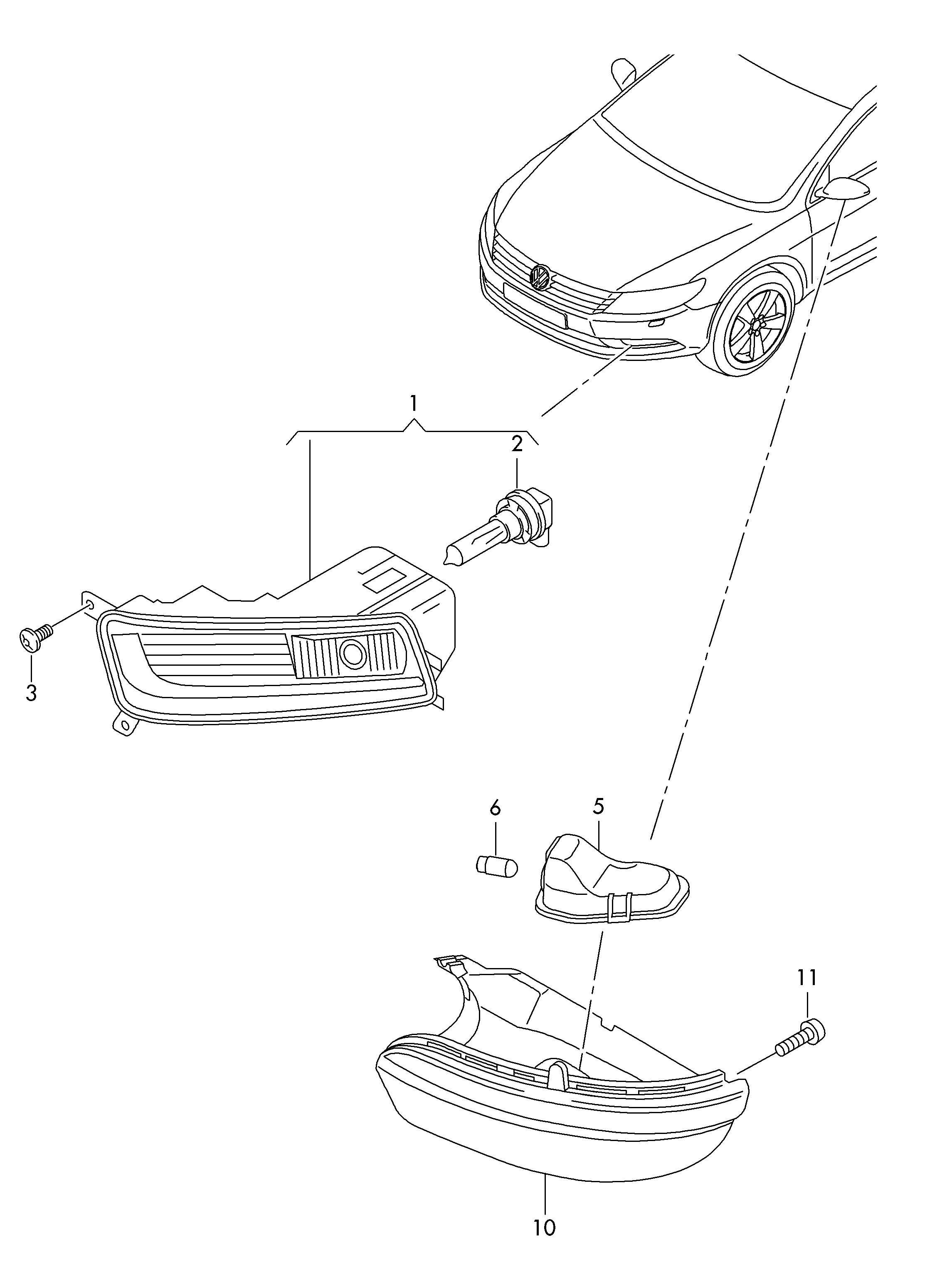 Фара противотуманная (ПТФ) правая Volkswagen Tiguan 1 (2007-2016)