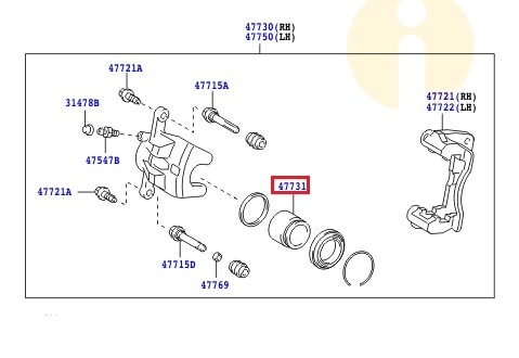 Поршень суппорта переднего Toyota Corolla e150 (2006-2012)