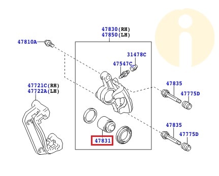 Поршень суппорта заднего Toyota Corolla e150 (2006-2012)