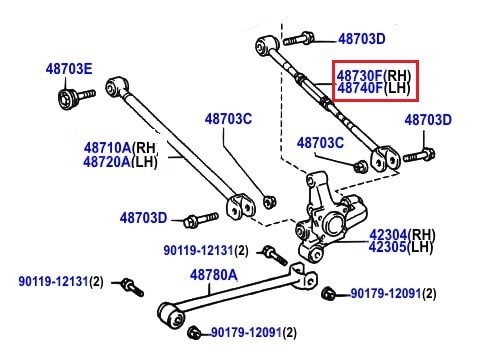 Тяга задняя поперечная развальная левая Toyota Camry v30 (2001-2006)