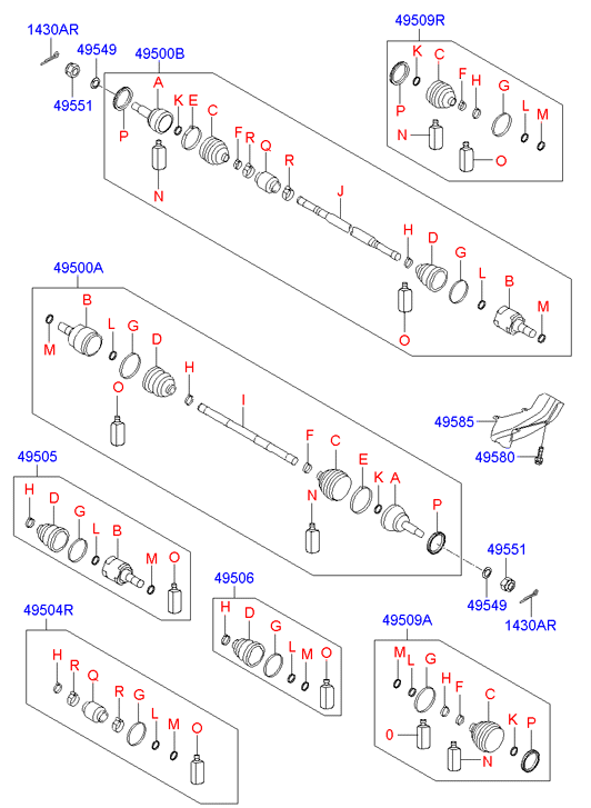 Привод левый в сборе Hyundai Elantra 4 (2006-2010)