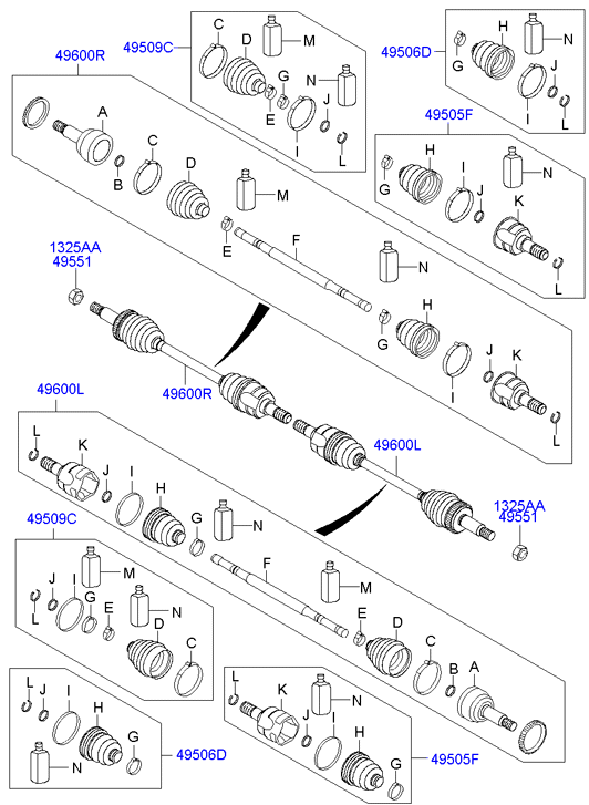 Привод задний левый в сборе Hyundai ix35 (2009-2015)