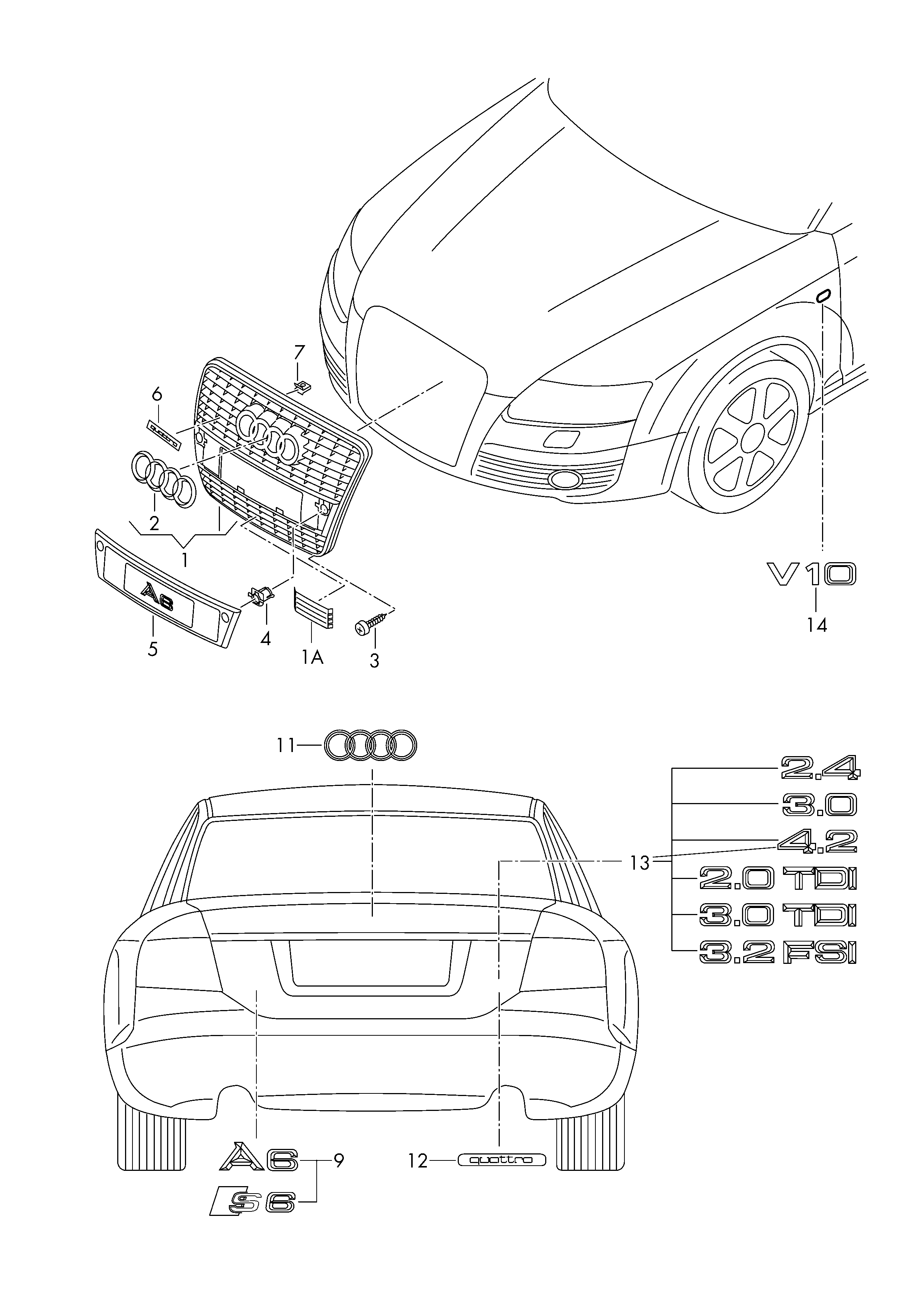 Решетка радиатора Audi A6 C6 (2004-2010)