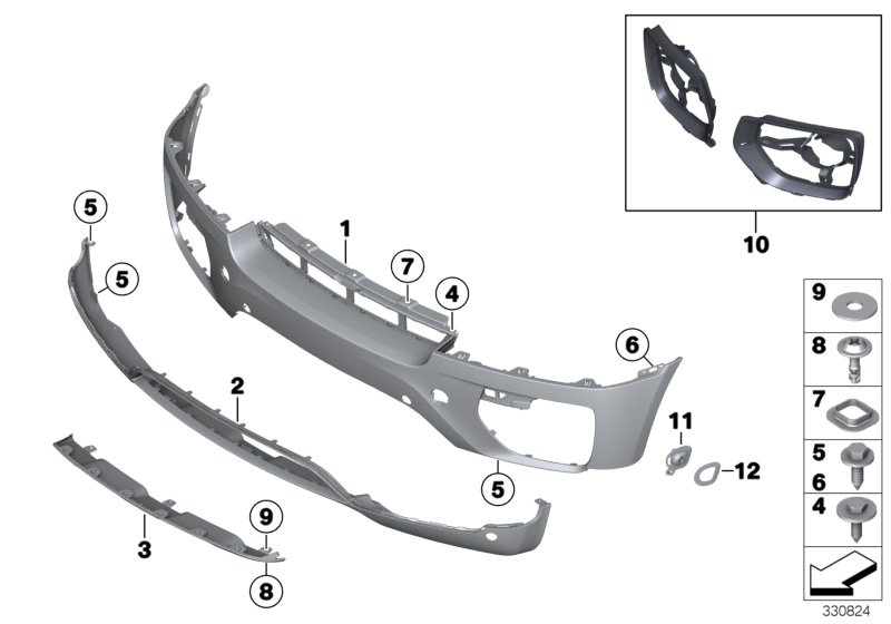 Бампер передний Performance грунт верхняя часть BMW X6 E71 (2008-2012)