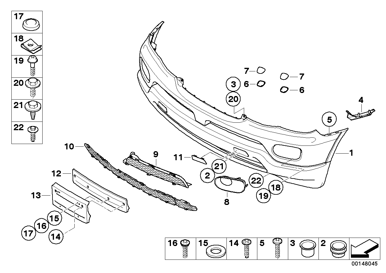 Решетка переднего бампера верхняя правая BMW X5 E53 (2004-2006)