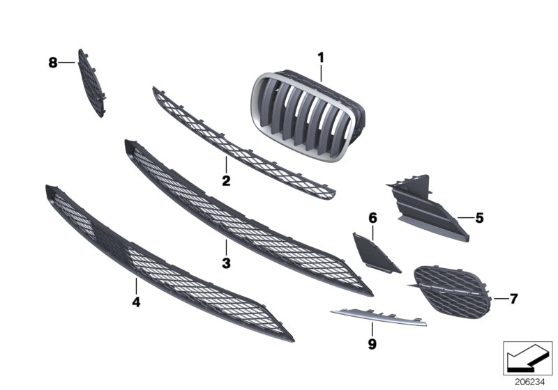 Решетка переднего бампера левая BMW X5 E70 (2010-2014)