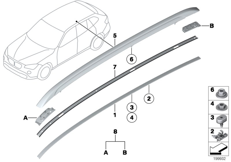 Молдинг крыши левый BMW X1 E84 (2009-2015)