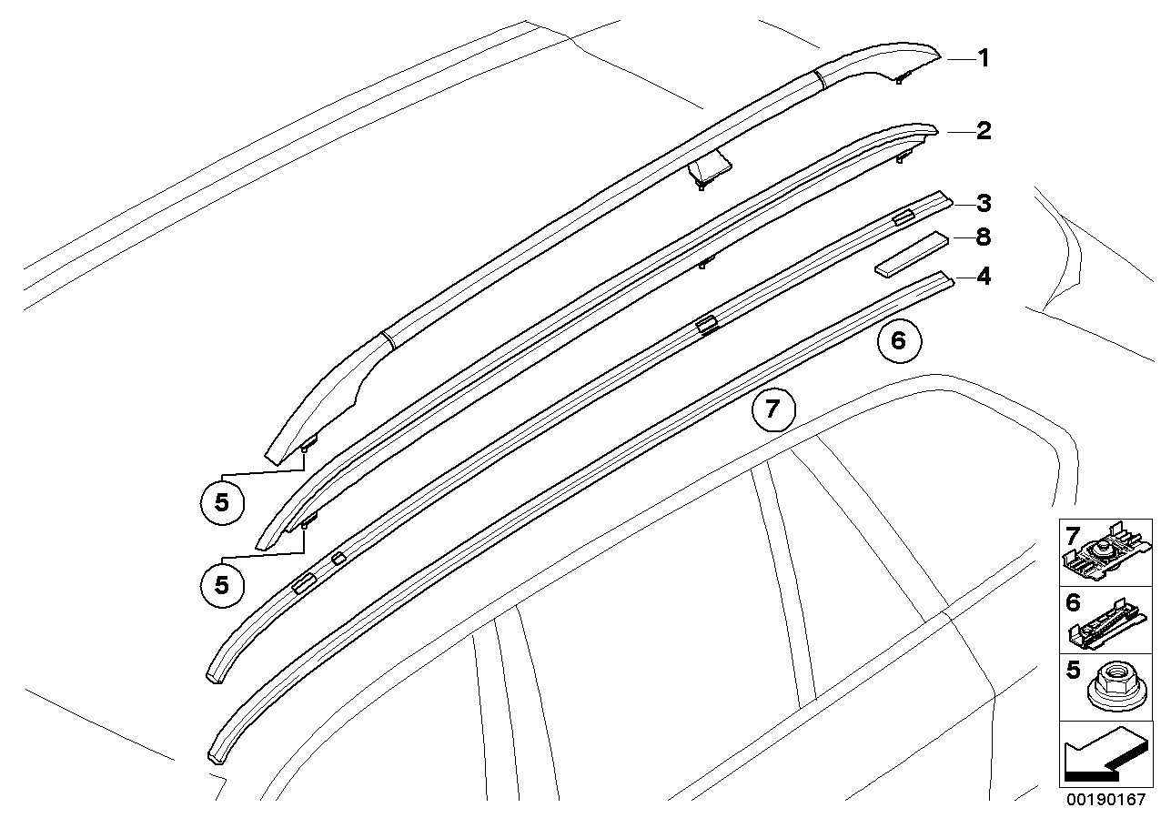 Молдинг крыши левый BMW X5 E70 (2006-2014)