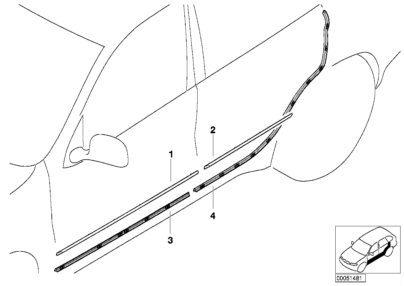 Молдинг двери передней левой BMW X5 E53 (1999-2006)