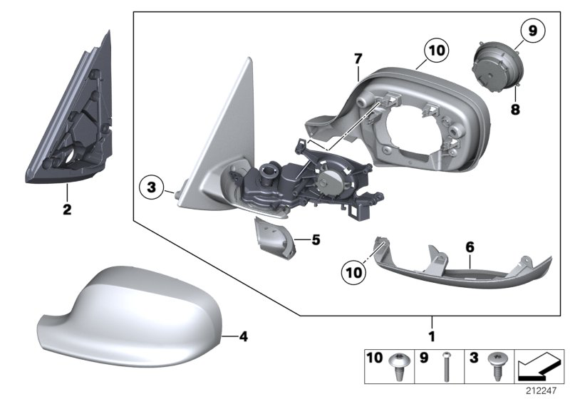 Накладка зеркала правого грунт BMW X1 E84 (2009-2015)