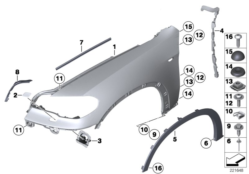 Крыло переднее правое грунт. BMW X5 E70 (2010-2014)