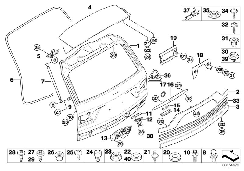 Спойлер крышки багажника грунт BMW X3 E83 (2006-2010)