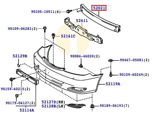 Усилитель бампера переднего Toyota Camry v30 (2001-2006)