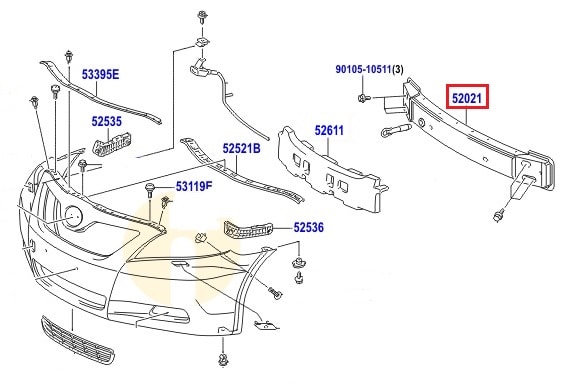 Усилитель бампера переднего Toyota Camry v40 (2006-2011)