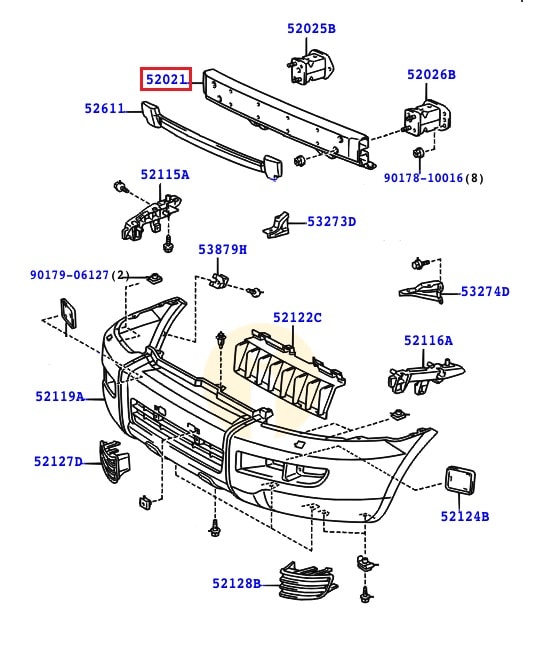 Усилитель бампера переднего Toyota Prado 120 (2002-2009)