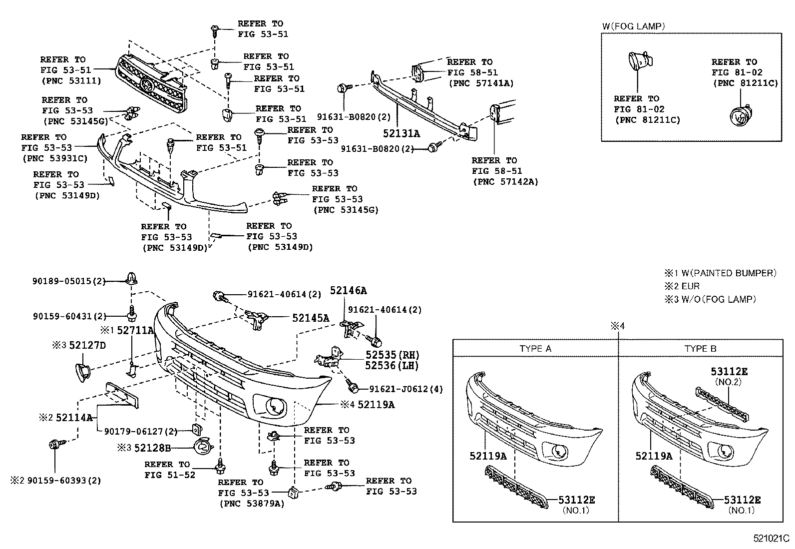 Решетка бампера переднего Toyota Rav 4 II (2000-2005)