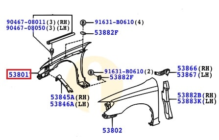 Крыло переднее правое Toyota Camry v30 (2001-2006)